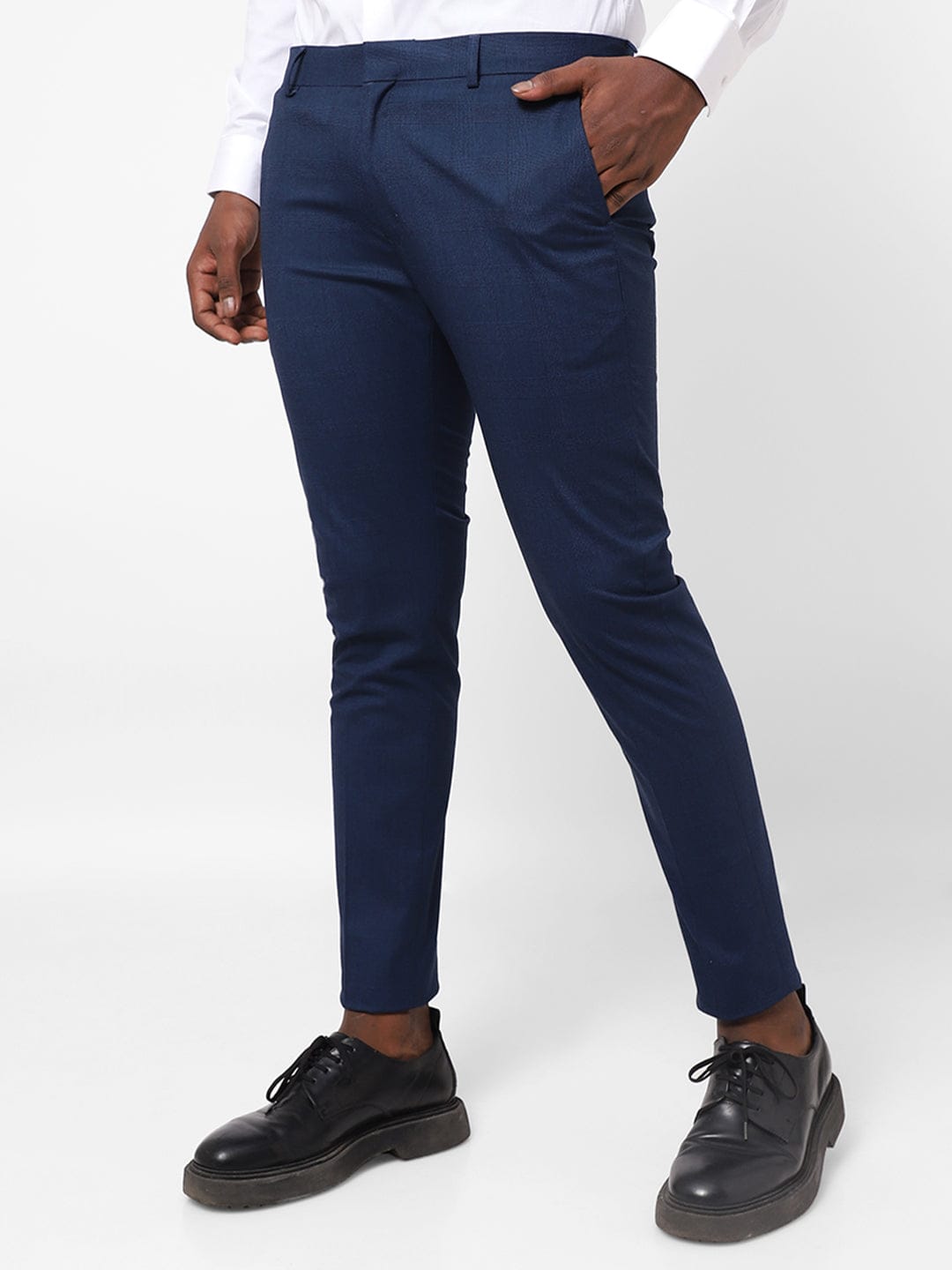 Blue Check Knitted Stretch Men&