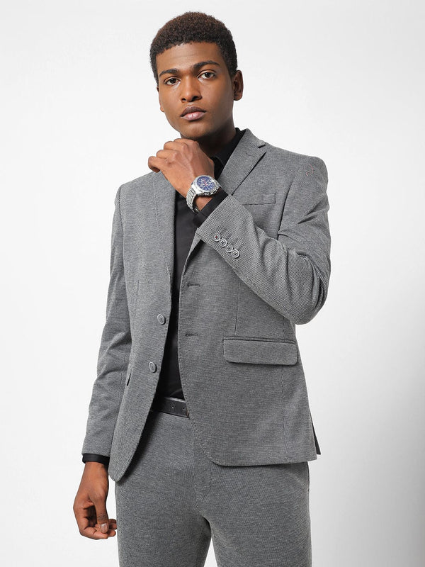 Men's Grey Gingam Blazer TCJ46466