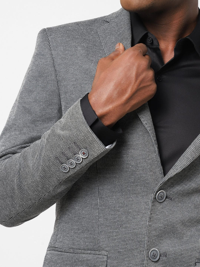 Men's Grey Gingam Blazer TCJ46466