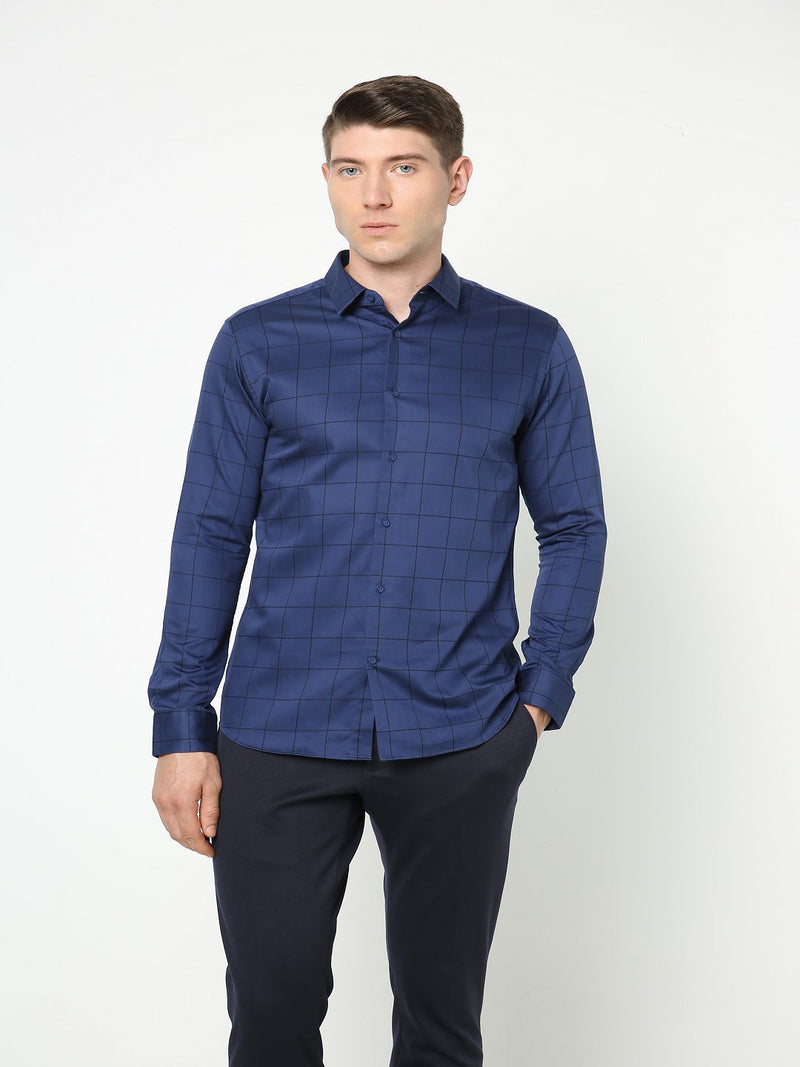 Men's Navy Checks Shirt
