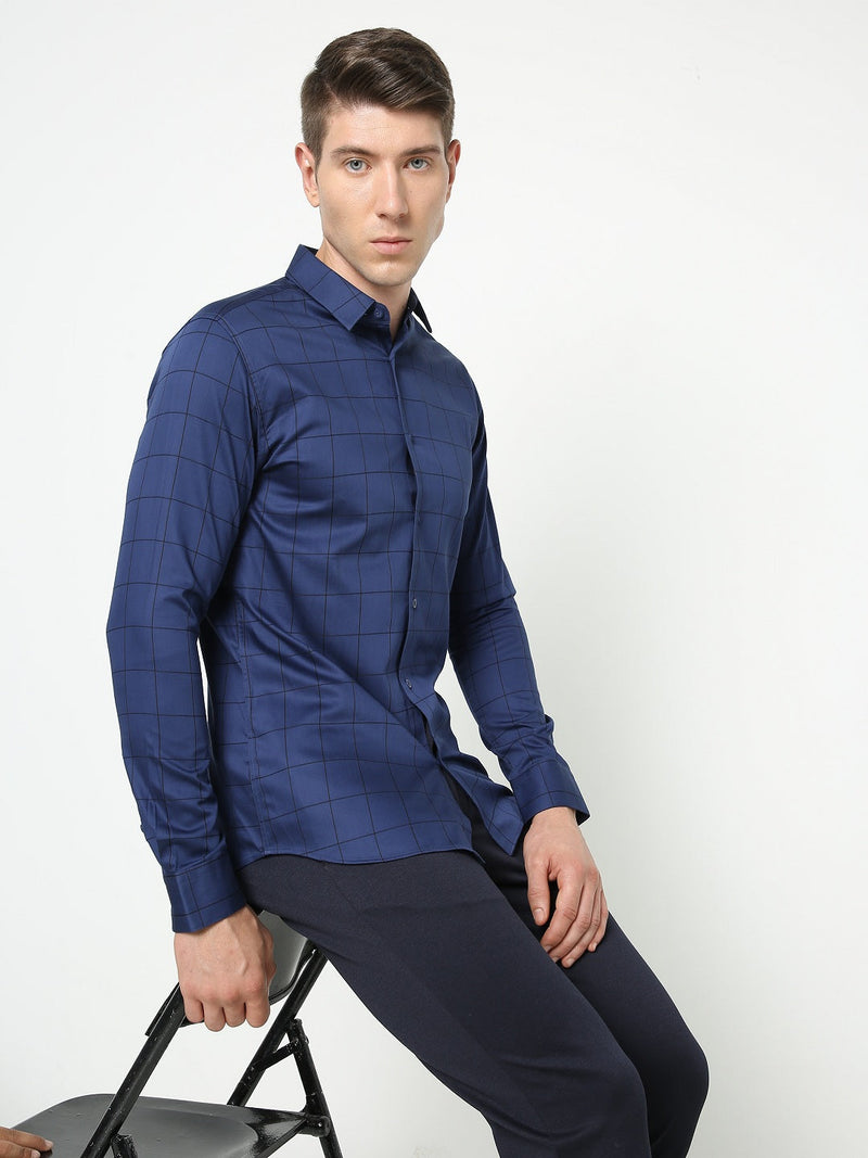Men's Navy Checks Shirt