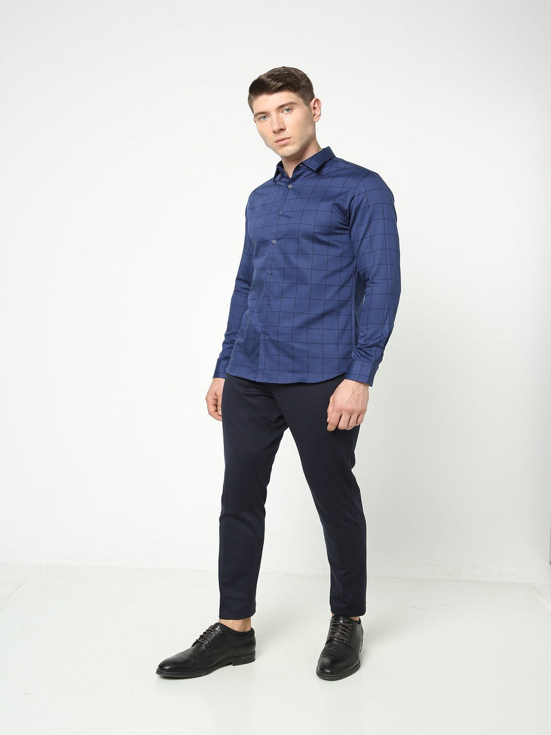 Men's Navy Checks Shirt