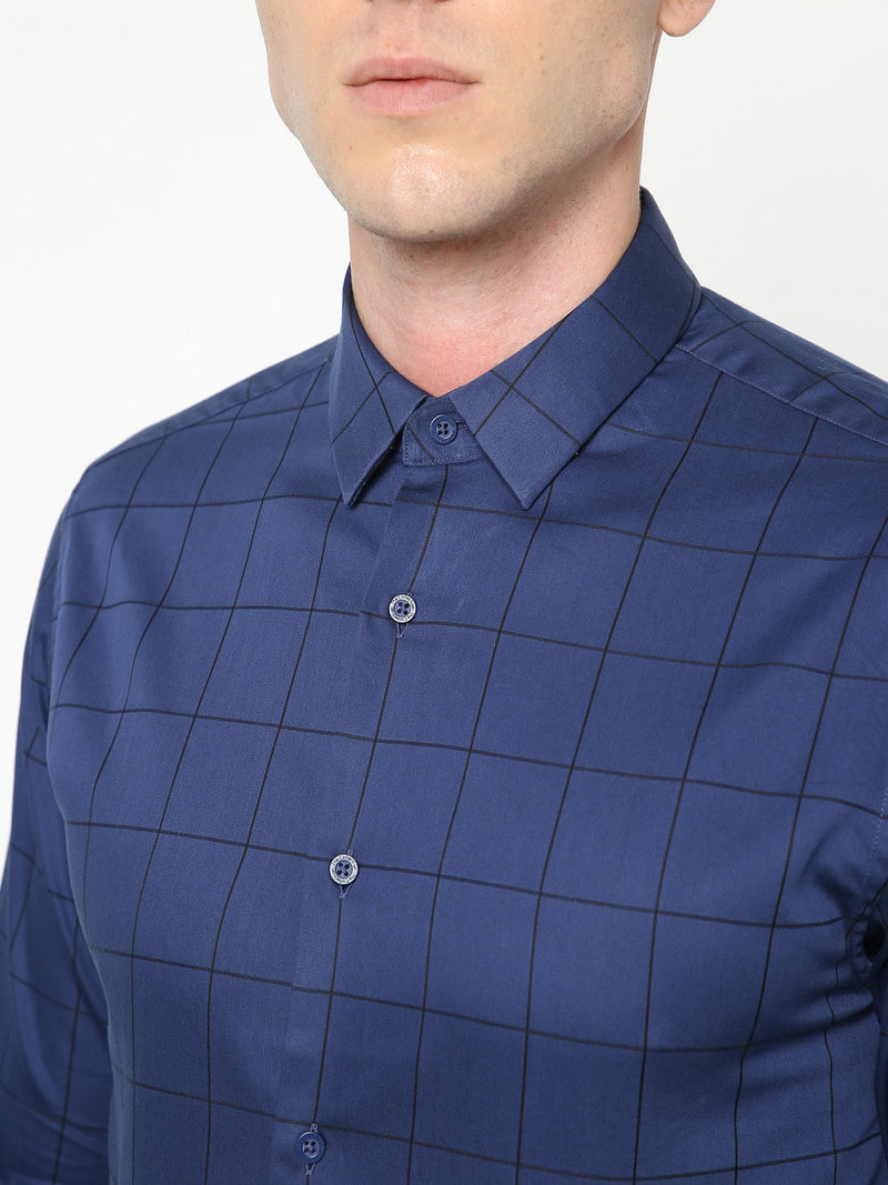 Men's Navy Checks Shirt