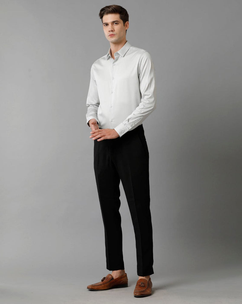 Men's Grey Cotton Stretch Shirt