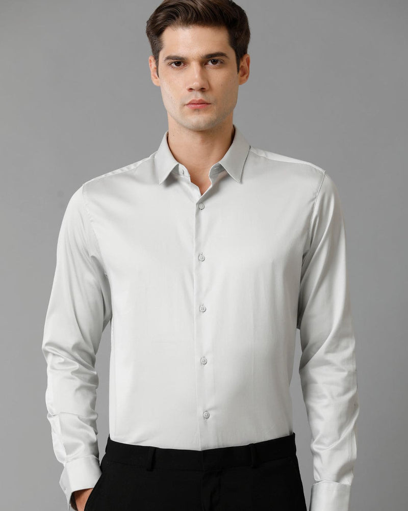 Men's Grey Cotton Stretch Shirt