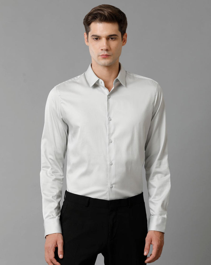 Men's Grey Cotton Stretch Shirt