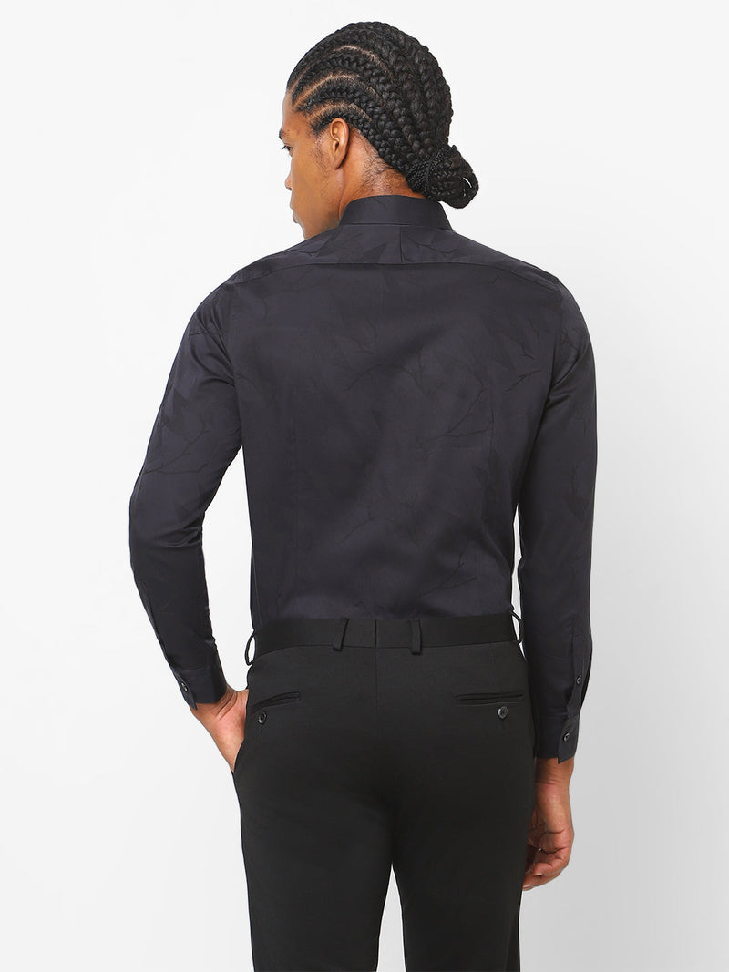 Men's Dark Black Printed Shirt