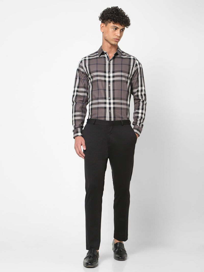 Men's Brown Checks Shirt