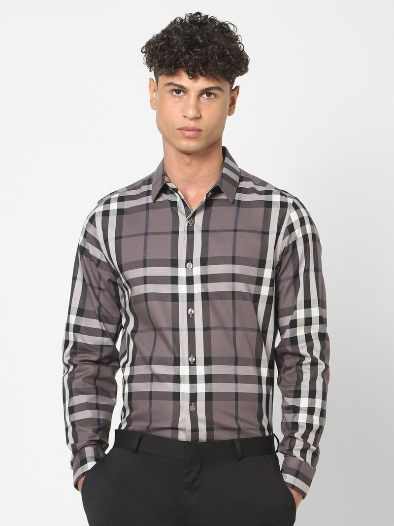Men's Brown Checks Shirt