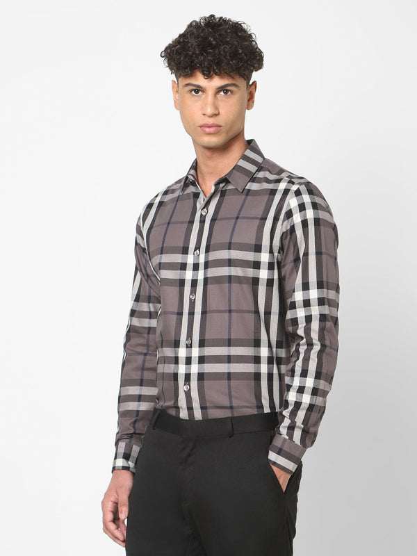 Men's Brown Checks Shirt