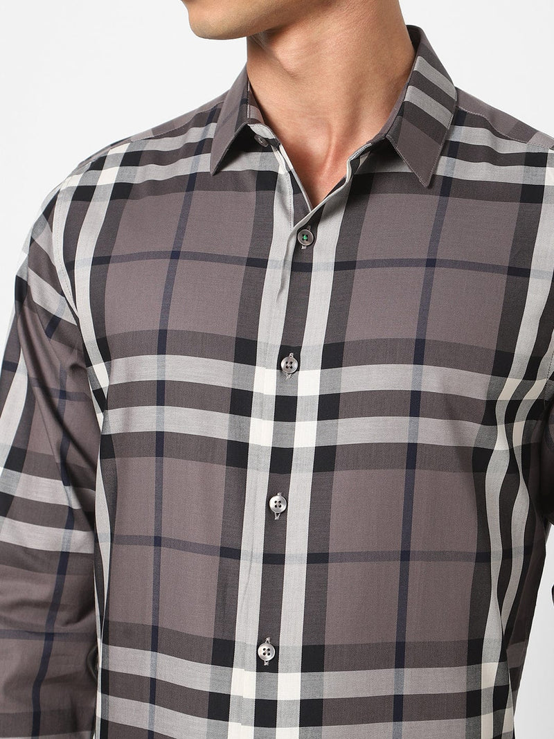 Men's Brown Checks Shirt