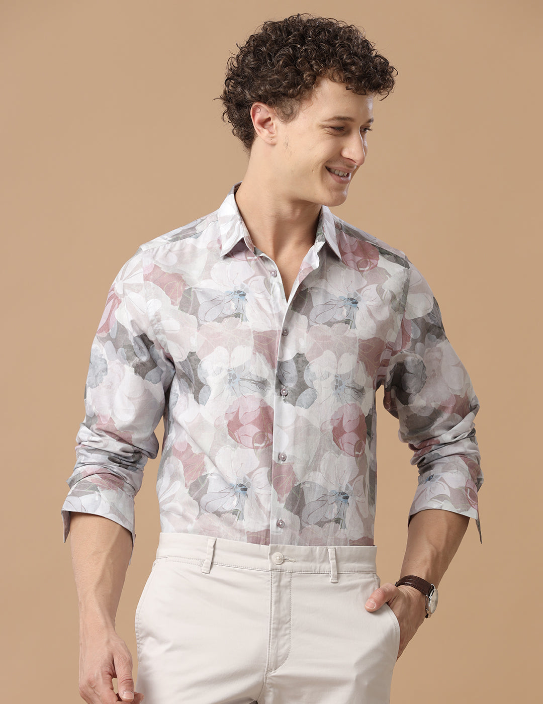 Comfort Fit Printed Dove Smart Casual Cotton Tencel Shirt (BRENNER)