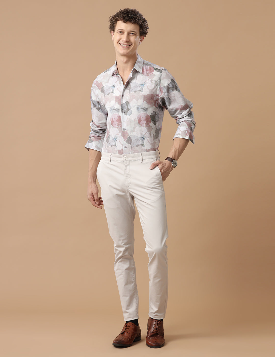 Comfort Fit Printed Dove Smart Casual Cotton Tencel Shirt (BRENNER)