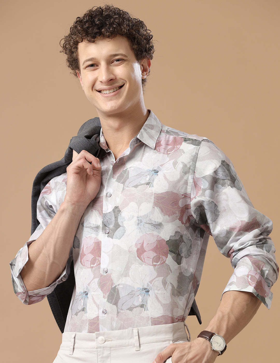 Comfort Fit Printed Dove Smart Casual Cotton Tencel Shirt (BRENNER)