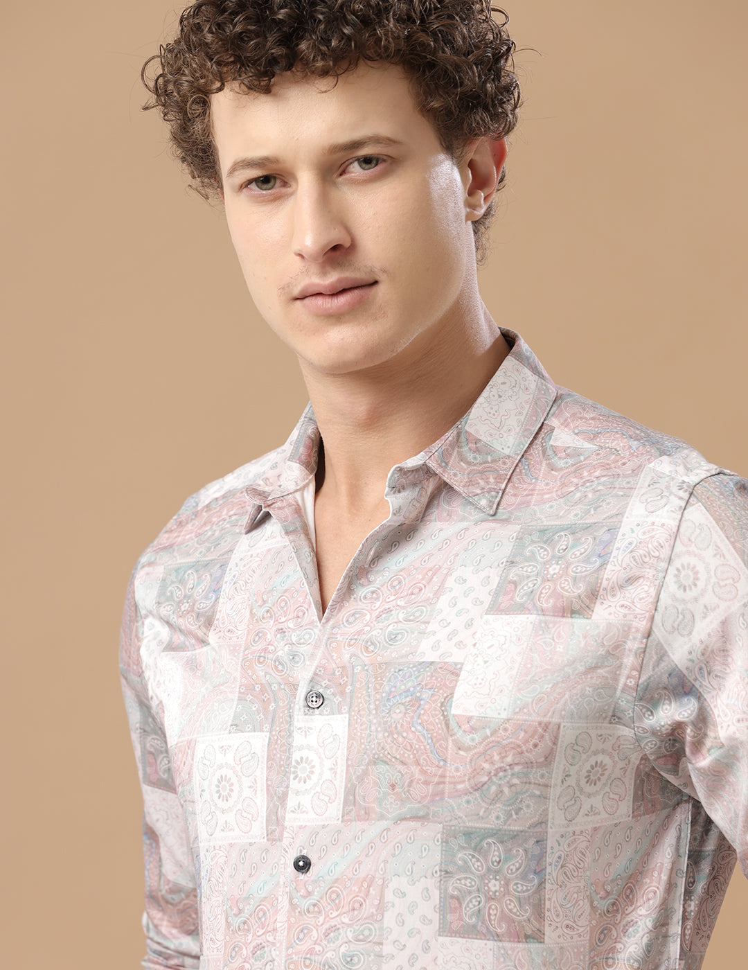 Comfort Fit Printed Lupin Smart Casual Heavy Satin Shirt