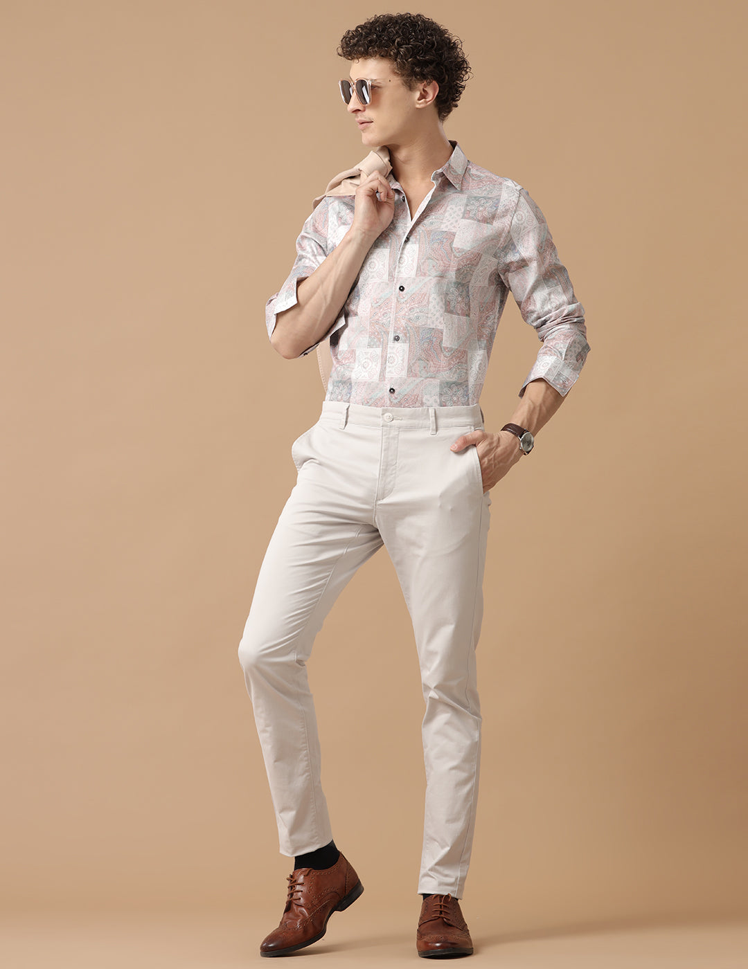 Comfort Fit Printed Lupin Smart Casual Heavy Satin Shirt