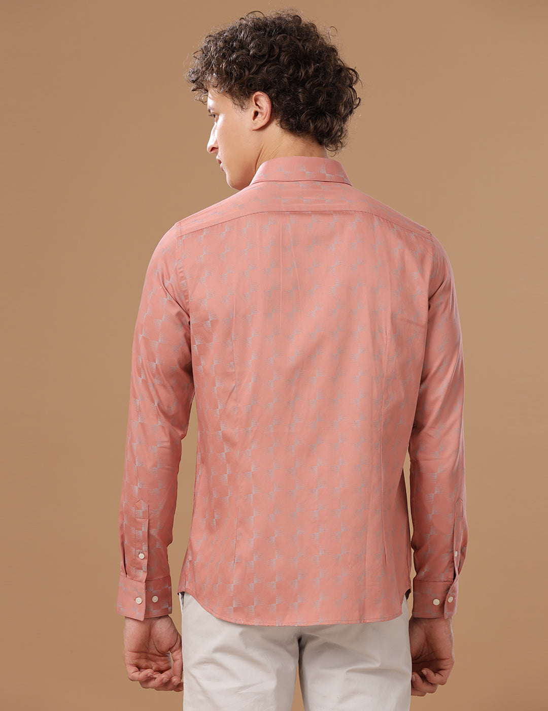 SlimFit Vertical Stripe Salmon Rose Smart Casual Cotton Shirt (DAMIEN)