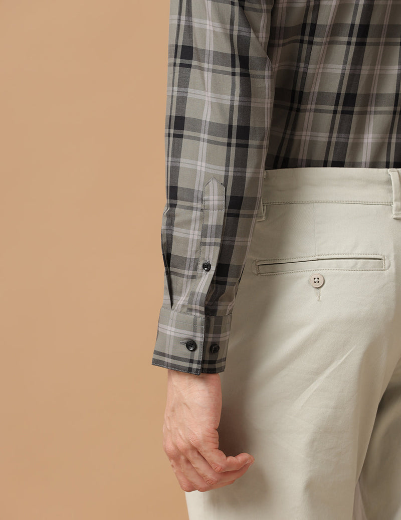 SlimFit Check Lizard Smart Casual Cotton Shirt (GREENWICH)