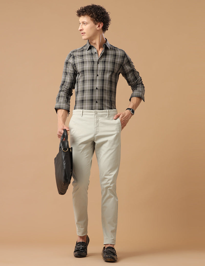 SlimFit Check Lizard Smart Casual Cotton Shirt (GREENWICH)