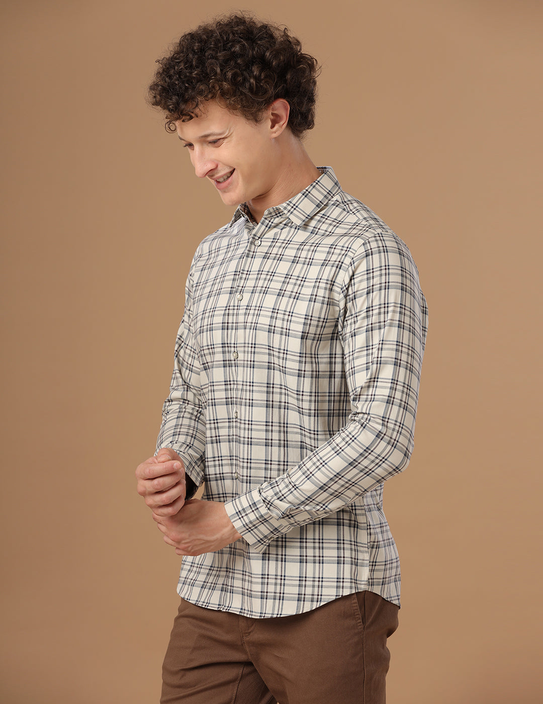 Slim Fit Check Moth Smart Casual Cotton Shirt (MAD)