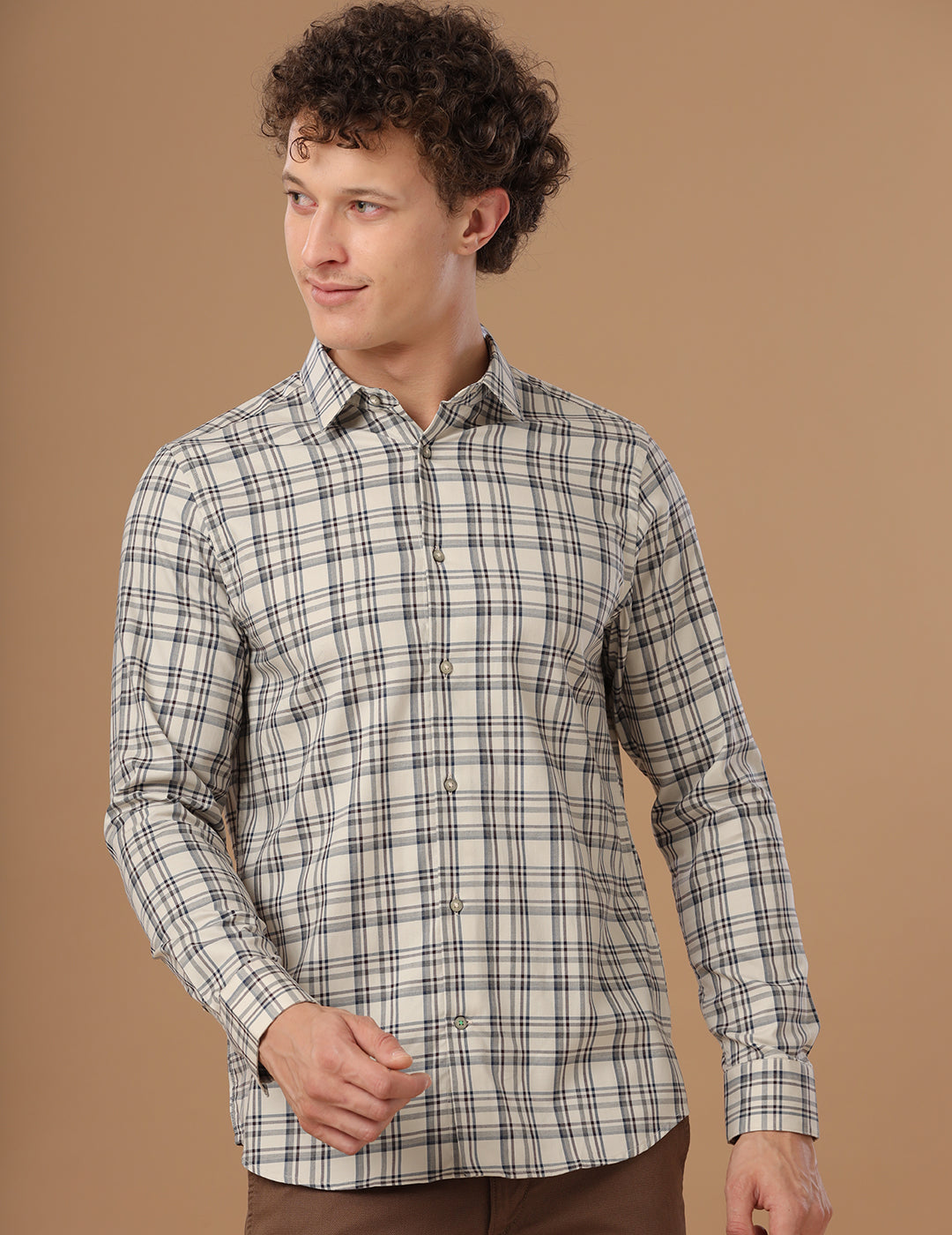 Slim Fit Check Moth Smart Casual Cotton Shirt (MAD)