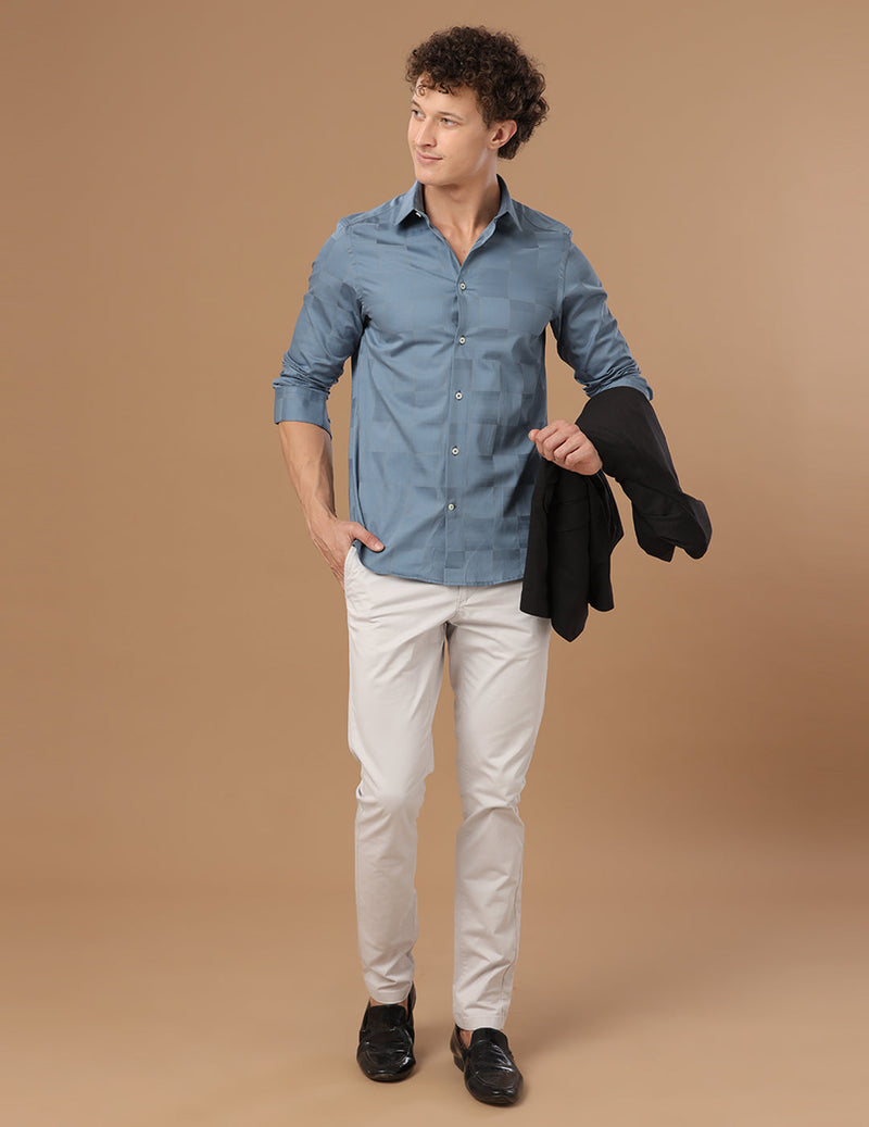 Slim Fit Check Blue Bell Smart Casual Cotton Shirt (MARTIN)